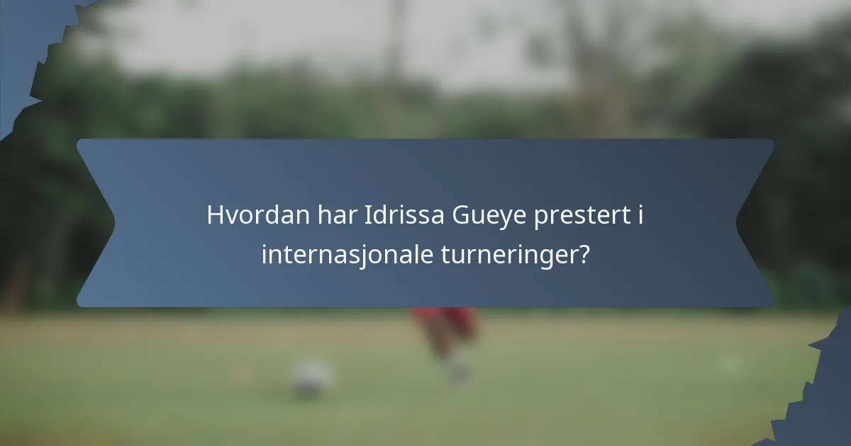 Hvordan har Idrissa Gueye prestert i internasjonale turneringer?