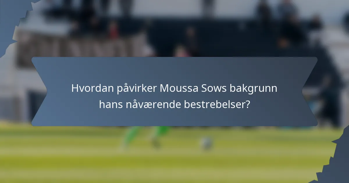 Hvordan påvirker Moussa Sows bakgrunn hans nåværende bestrebelser?